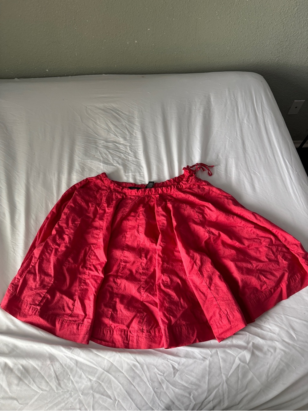 Women’s Red Peasant Skirt - Casual Tie Waist